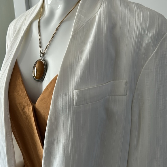 Zara Woman Textured White Blazer Jacket - Picture 16 of 17